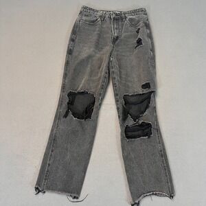 Flying Monkey Jeans Womens 27 Charcoal Rip Distressed Cropped Ankle Raw Hem‎ Y2K